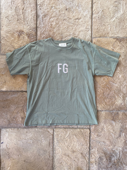 Fear of God Essentials Green FG Logo T-Shirt Sz M
