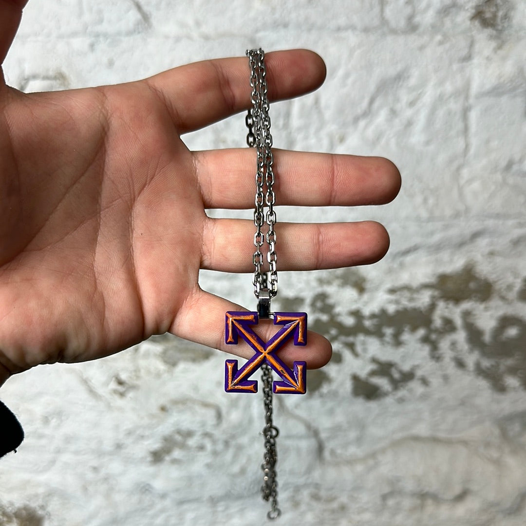 Off-White Yellow Purple Pendant Necklace W/ Box