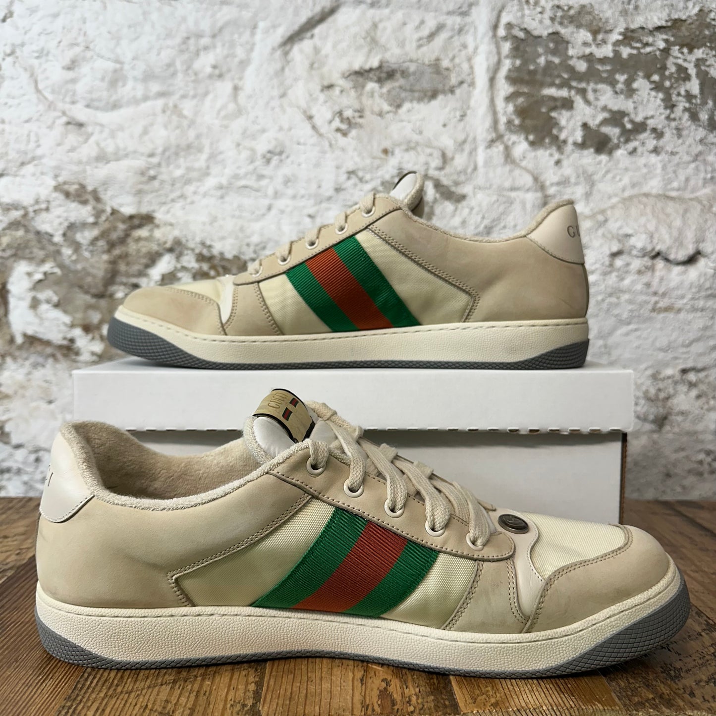 Gucci Screener Tan Cream Sneaker Sz 13 No Box