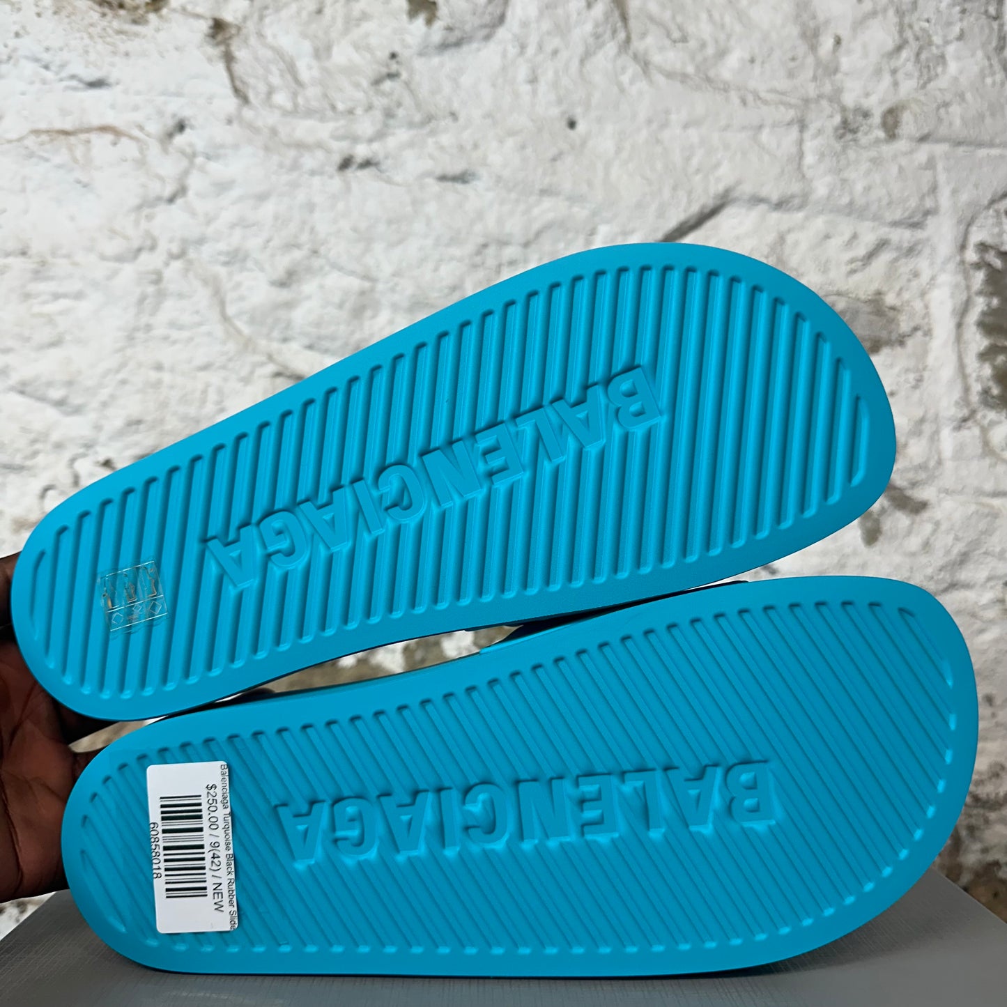Balenciaga Turquoise Black Rubber Slide