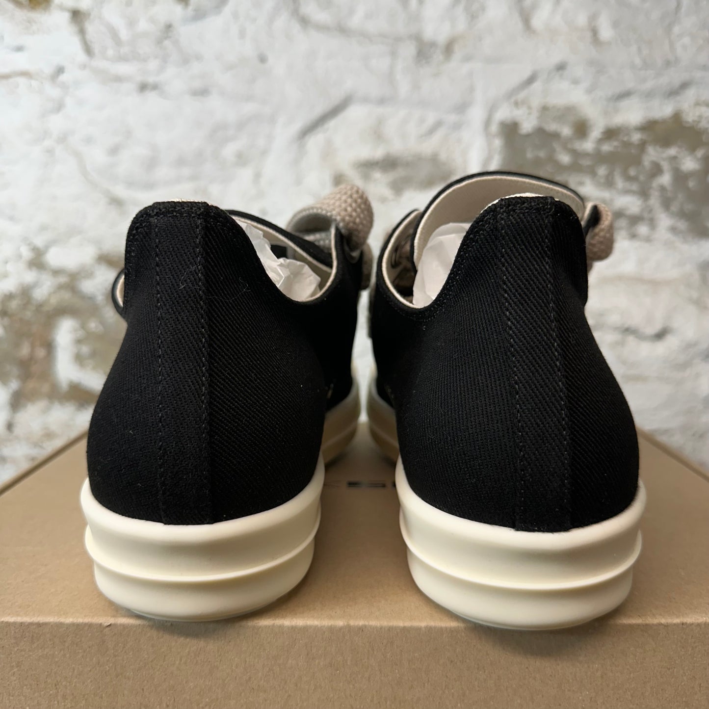 Rick Owens Jumbo Lace Black Canvas Milk Sneaker DS