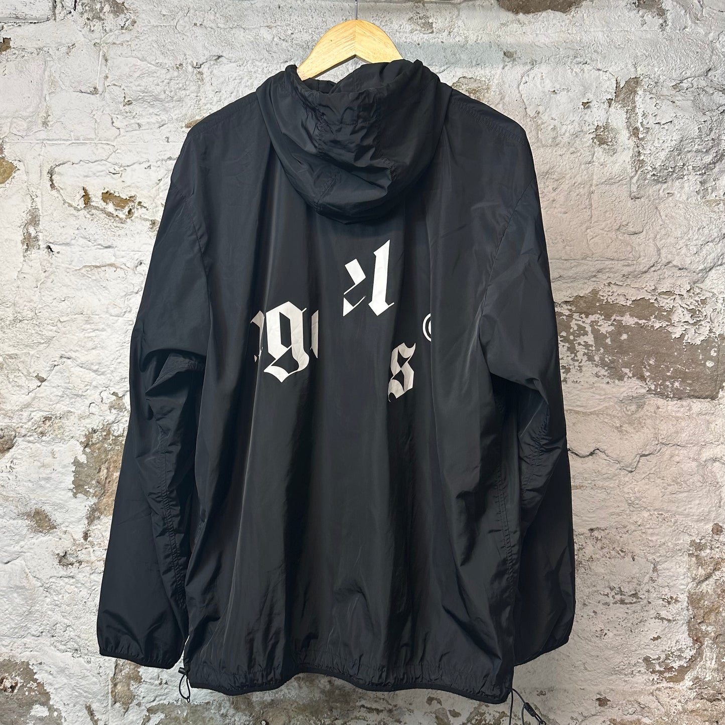 Palm Angels White Spell Zip Up Windbreaker Jacket Sz L