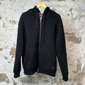 Gucci GG Printed Monogram Velour Zip Up Hoodie Black Sz M
