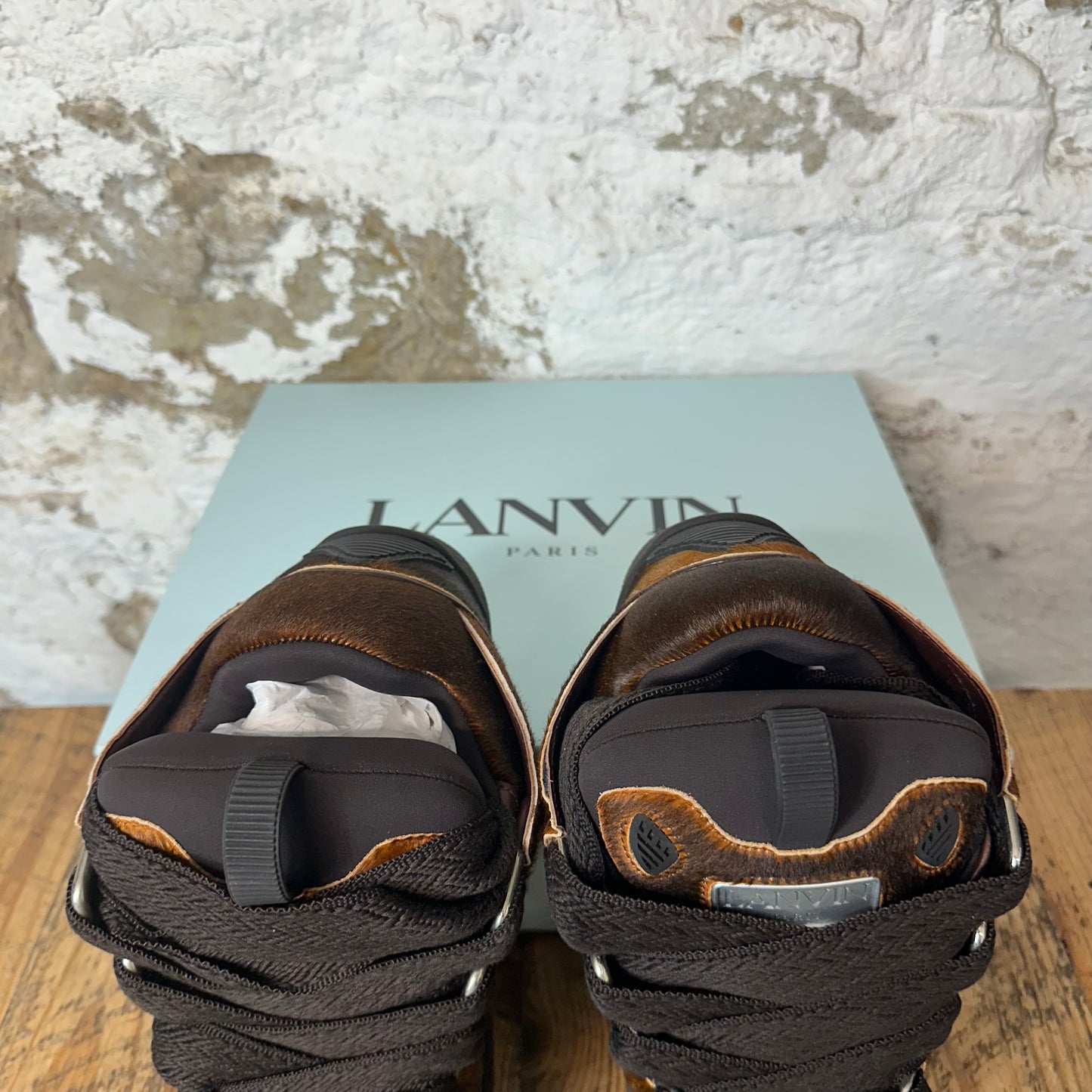 Lanvin Curb Brown Pony Hair Sneaker