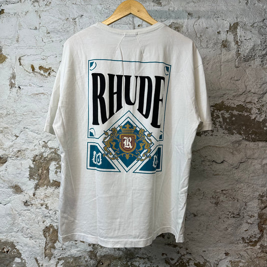 Rhude Teal Crest T-shirt White Sz M