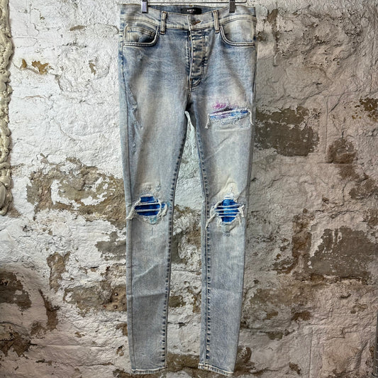 Amiri MX1 Multicolor Tie Dye Washed Blue Denim Jeans Sz 31