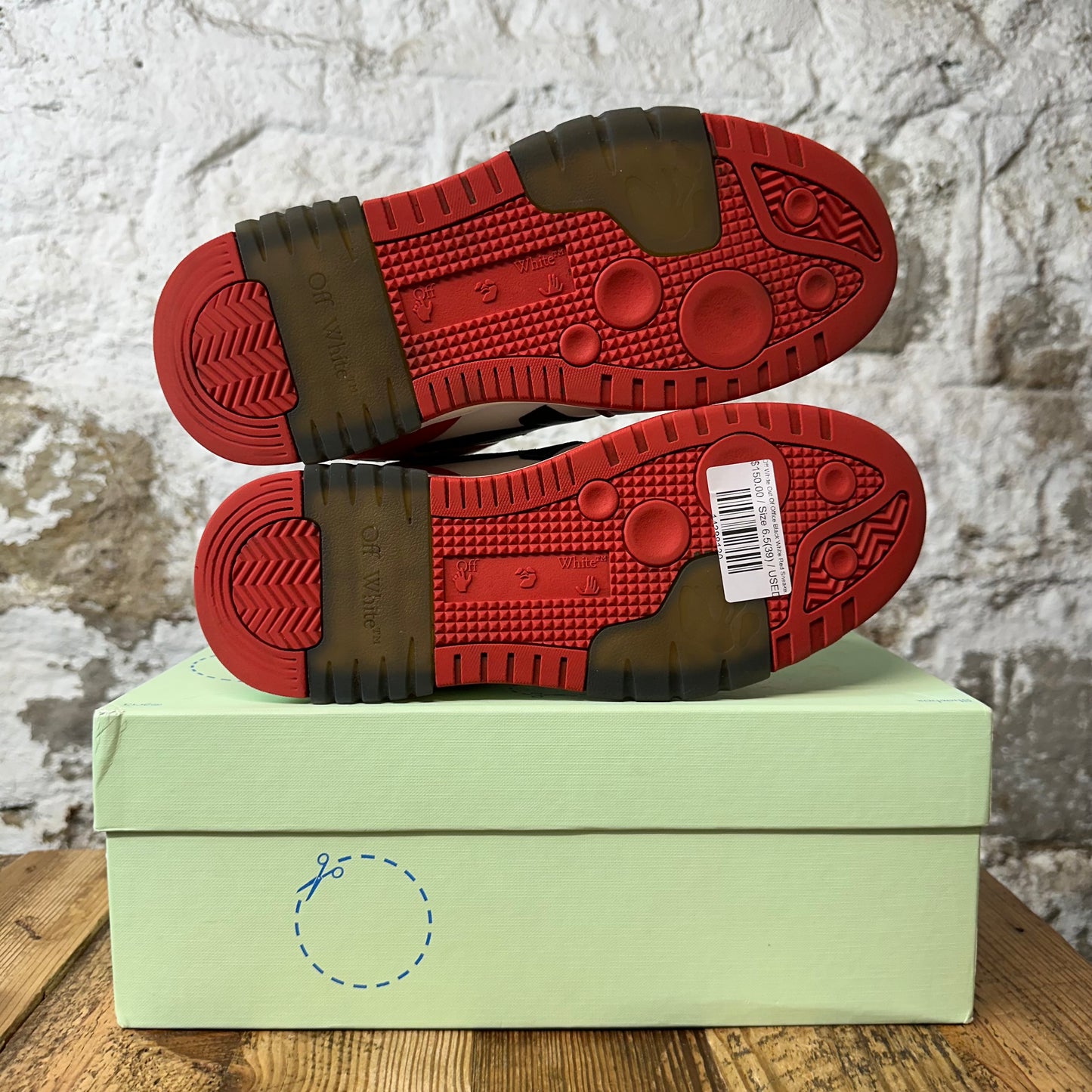 Off-White Out Of Office Black White Red Sneaker Sz 6.5 (39)
