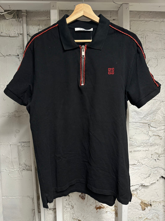 Givenchy Black Zip Polo Sz XXL (Fits L)