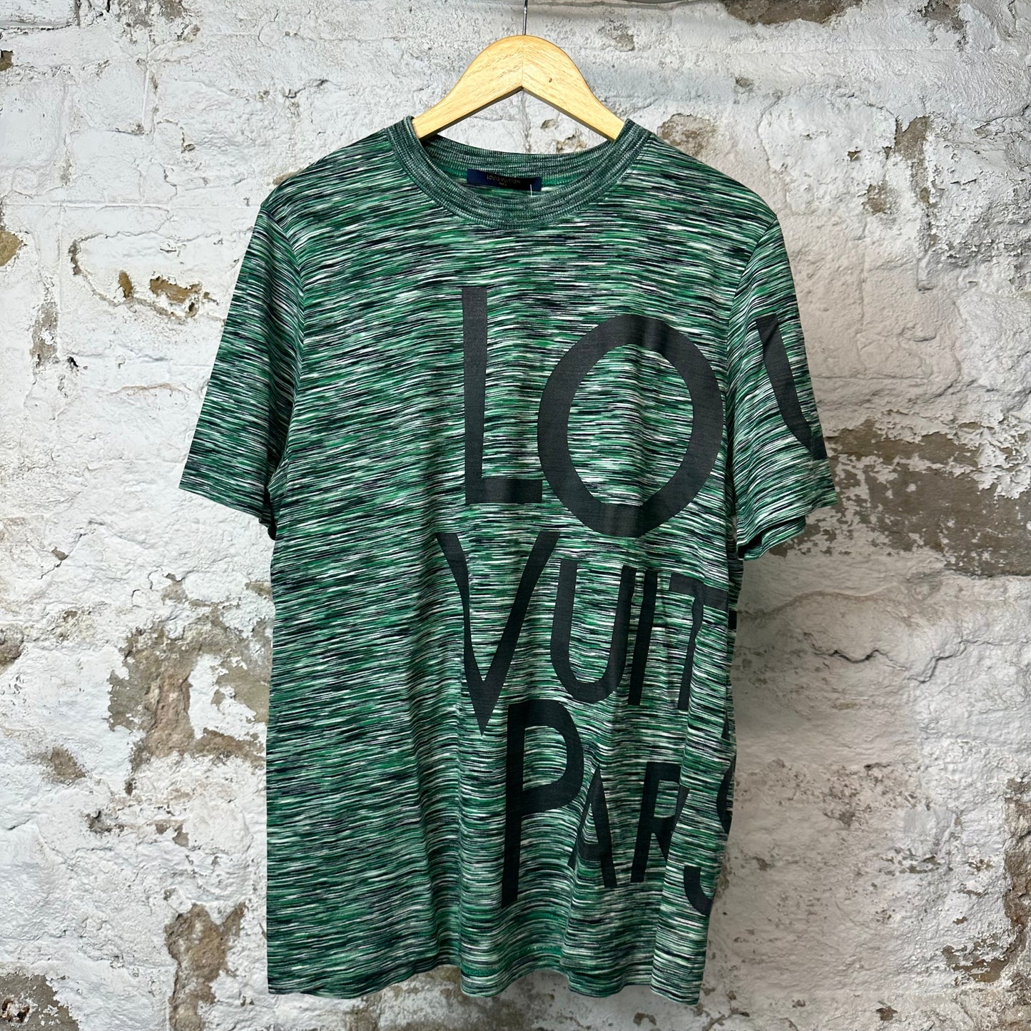 Louis Vuitton Big Logo Striped T-shirt Green Sz XL