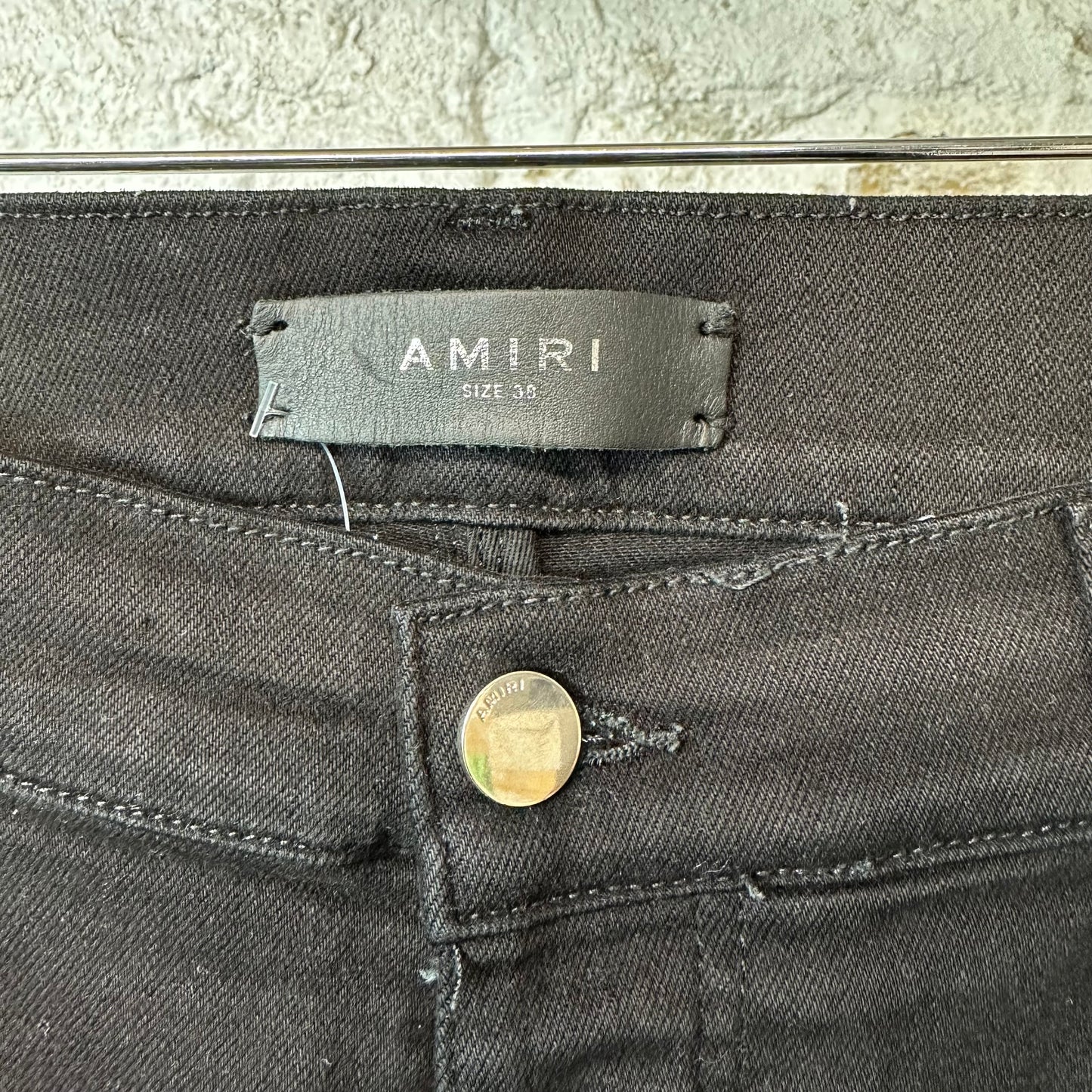 Amiri MX1 Black Blue Patch Black Denim Jeans Sz 38