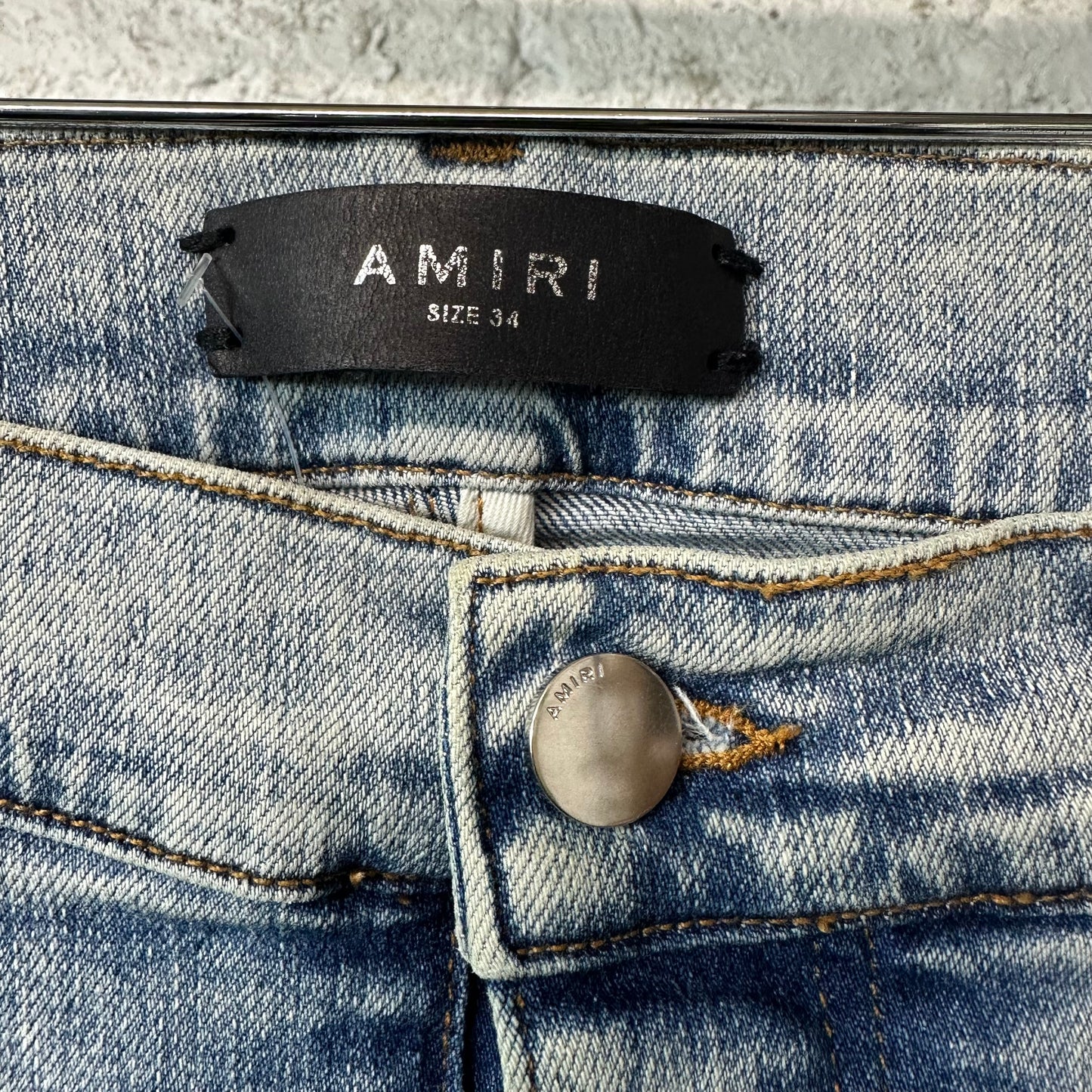 Amiri Multicolor Paisley Patches Washed Blue Denim Jeans Sz 34