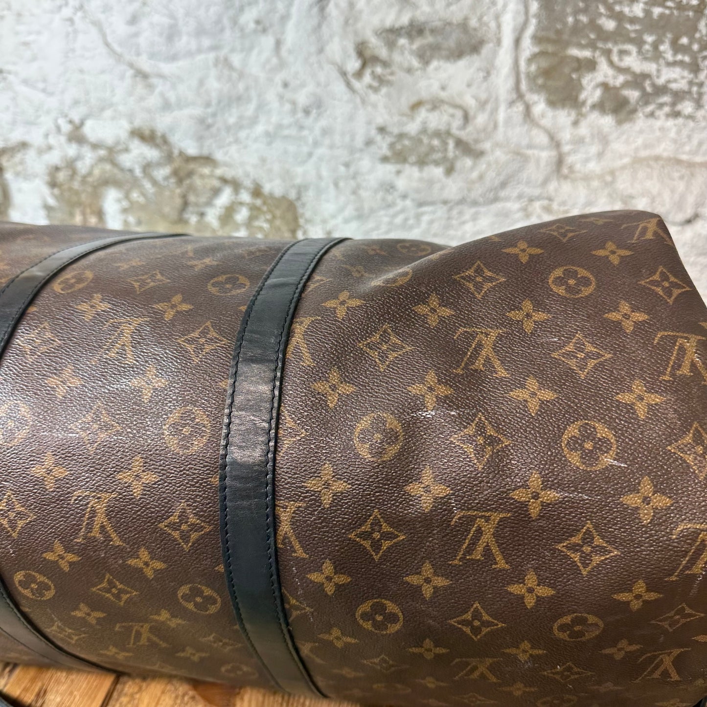 Louis Vuitton Monogram Macassar Keepall Bandouliere Sz 55