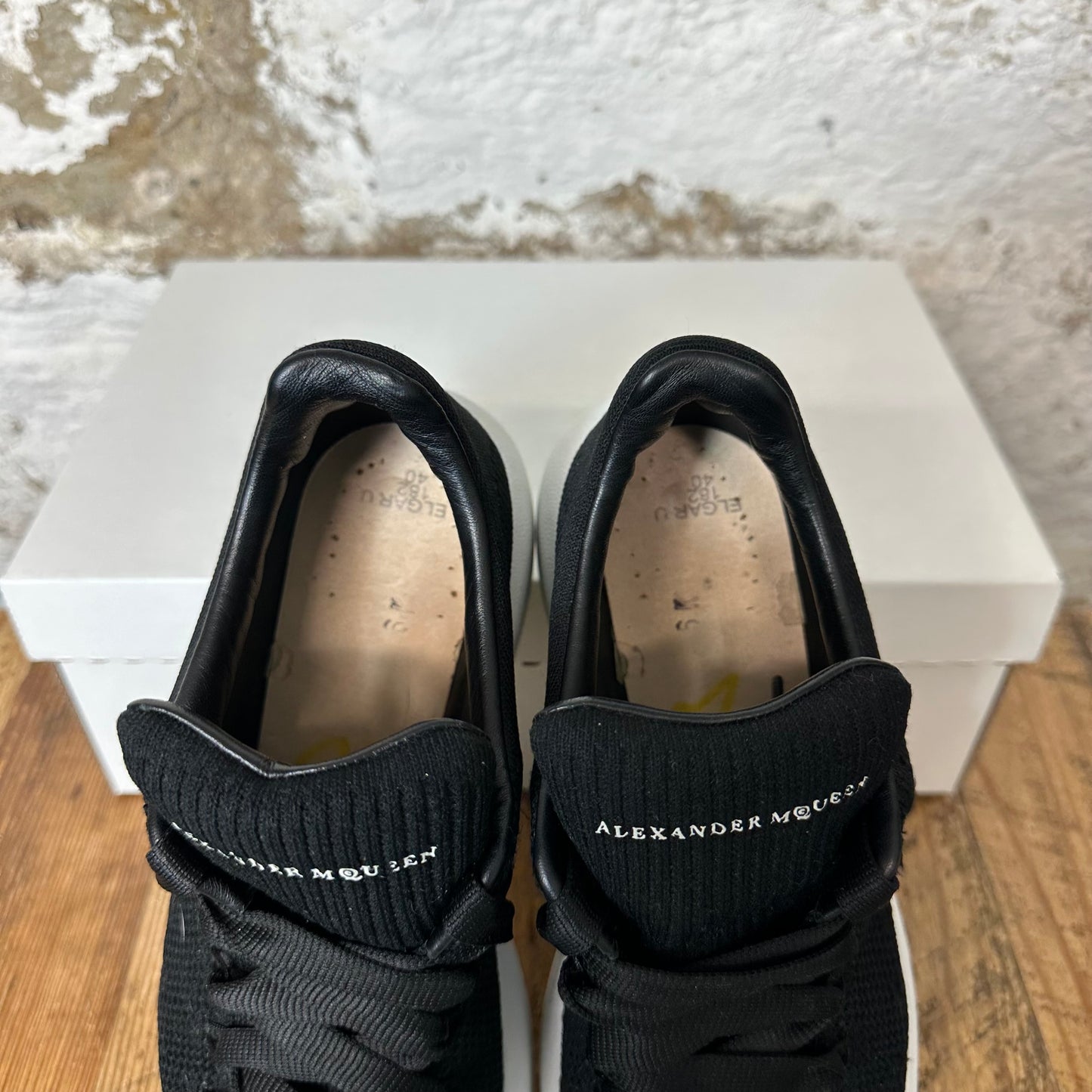 Alexander Mcqueen Black Knit White Sneaker Sz 7 (40) No Box