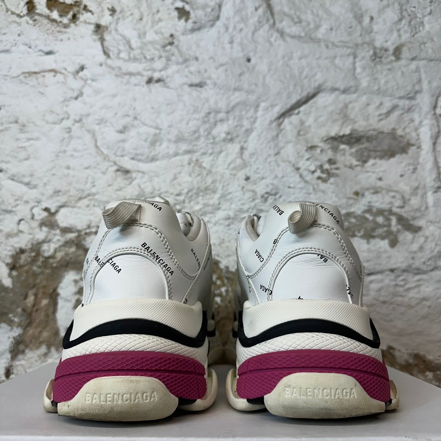 Balenciaga Triple S Spellout White Black Pink Sneaker Sz 12 (45)