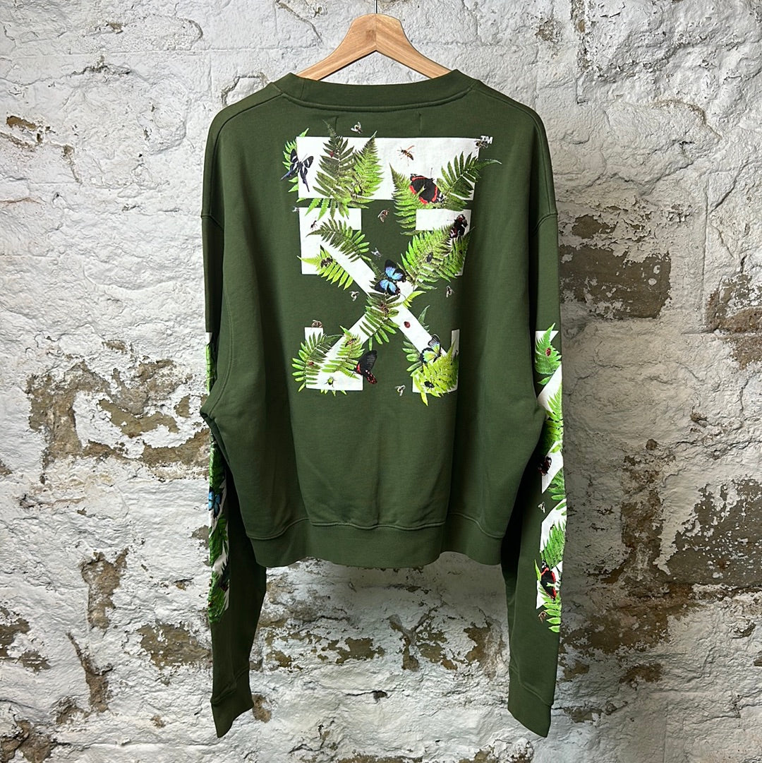 Off White Flower Crewneck Green Sz XXL