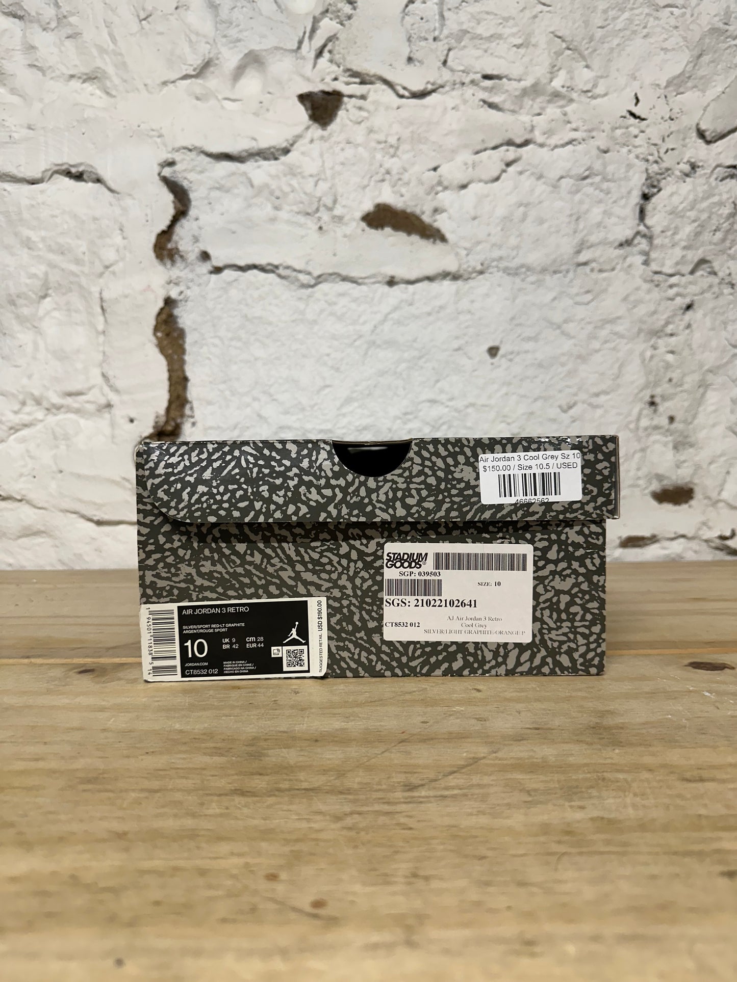 Air Jordan 3 Cool Grey Sz 10