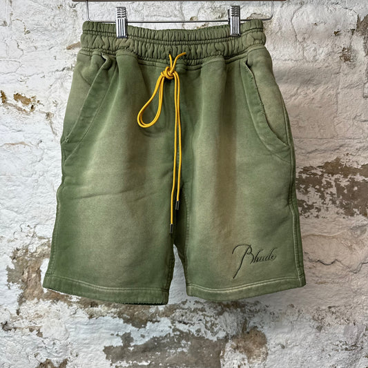 Rhude Script Faded Green SweatShorts