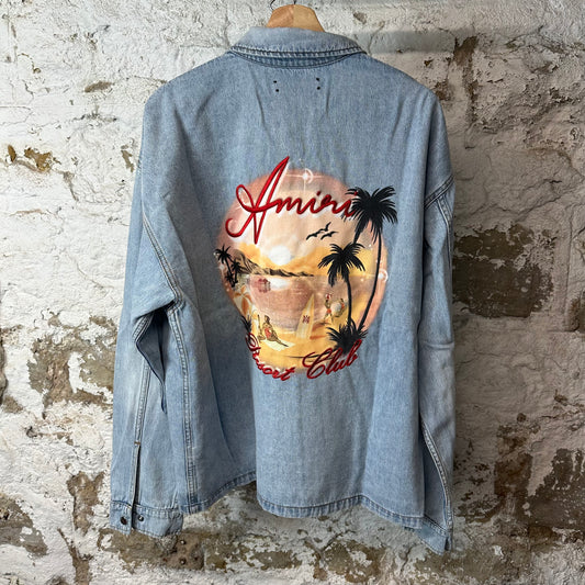 Amiri Resort Club Denim Coach Jacket Sz L