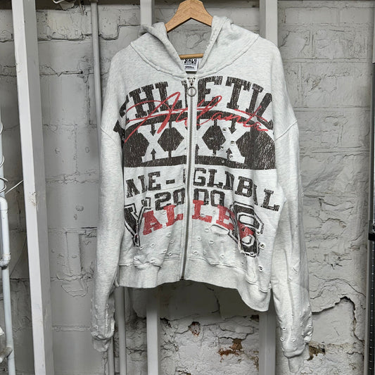 Vale Destroyer Grey Zip Up Hoodie Sz S
