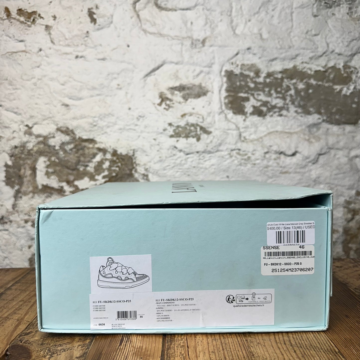 Lanvin Curb White Lace Maroon Grey Sneaker Sz 13 (46)