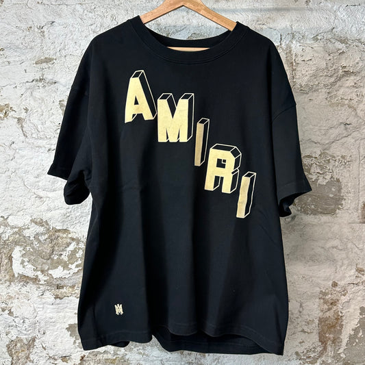 Amiri Flocked Cream Velour Spell T-shirt Black Sz XL