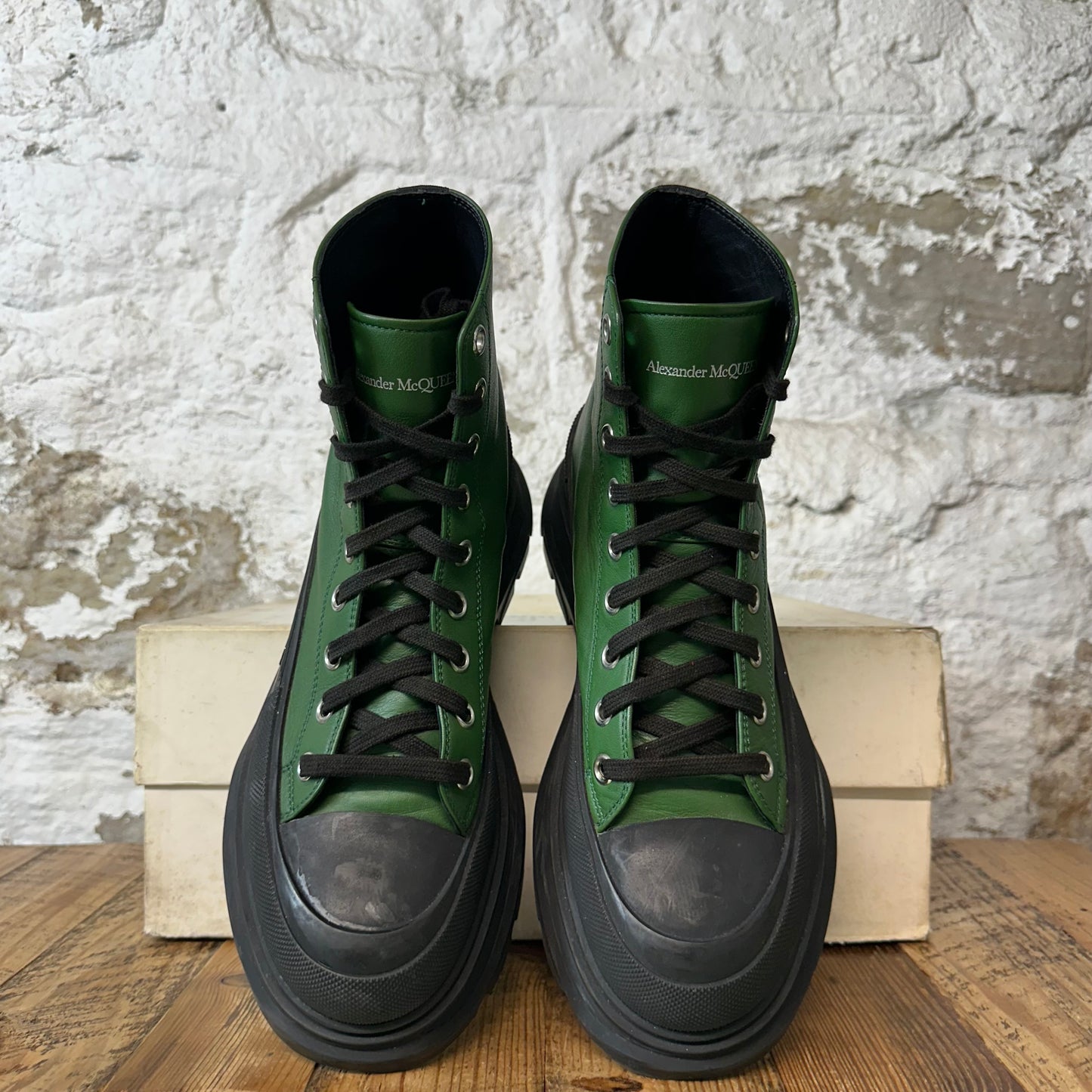 Alexander Mcqueen Black Green Tread Boot High Sz 10 (43)