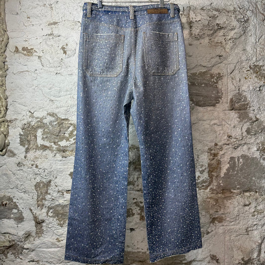 Birth Of Royal Child Crystal Embelished Blue Denim Jeans Sz M
