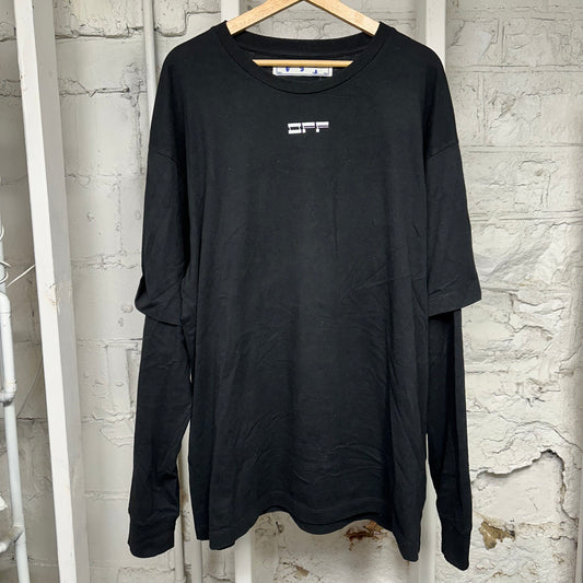 Off-White Face Logo Black Long Sleeve T-Shirt Sz L