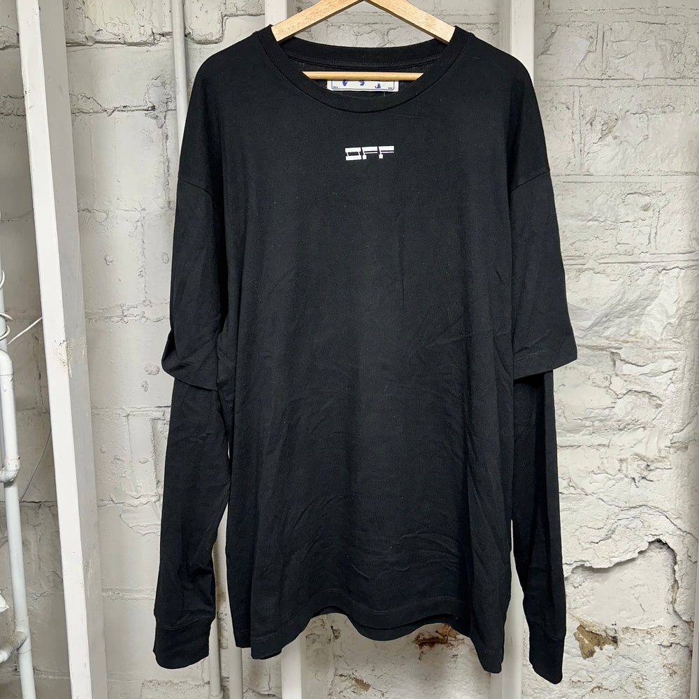 Off-White Face Logo Black Long Sleeve T-Shirt Sz L