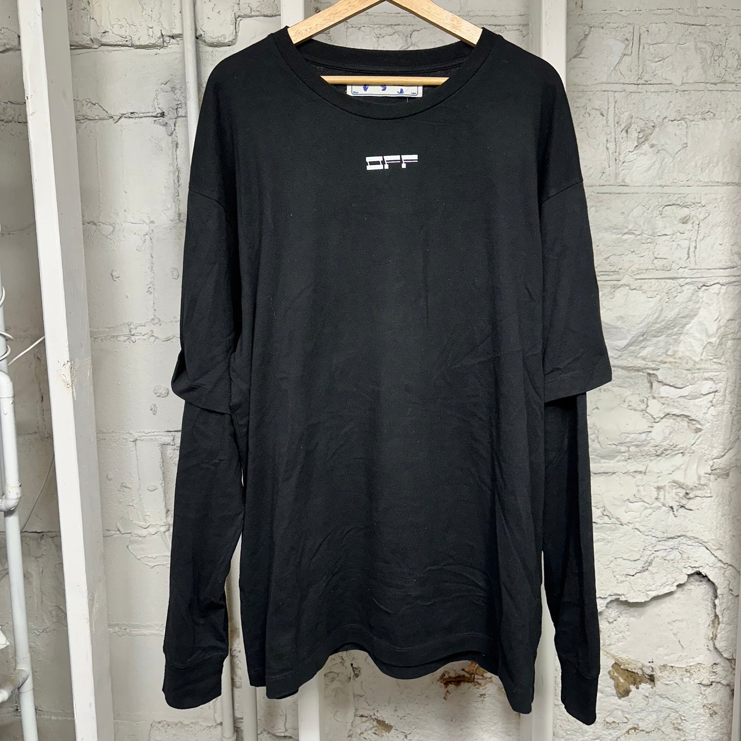 Off-White Face Logo Black Long Sleeve T-Shirt Sz L