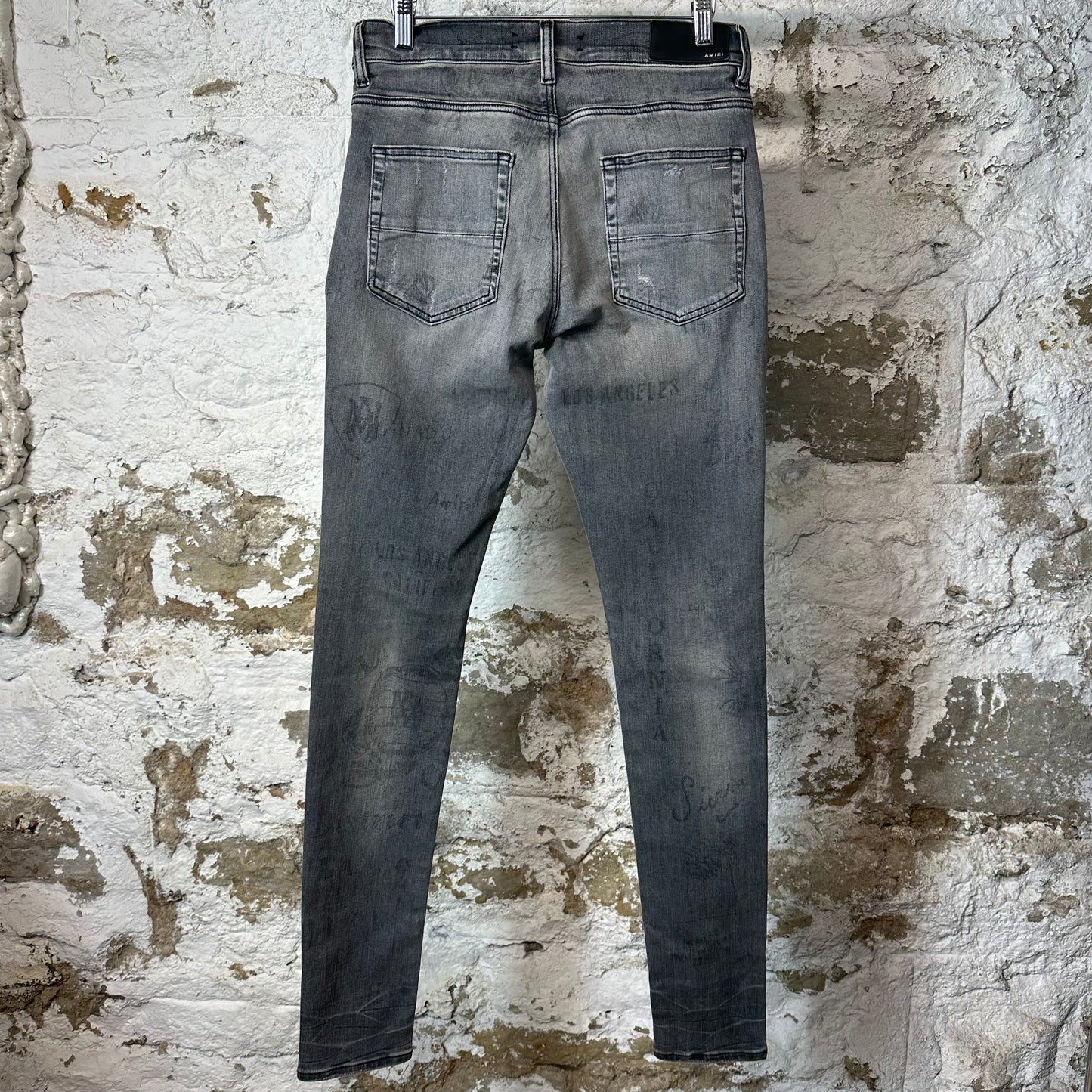 Amiri Army Stencil Grey Denim Jeans Sz 30
