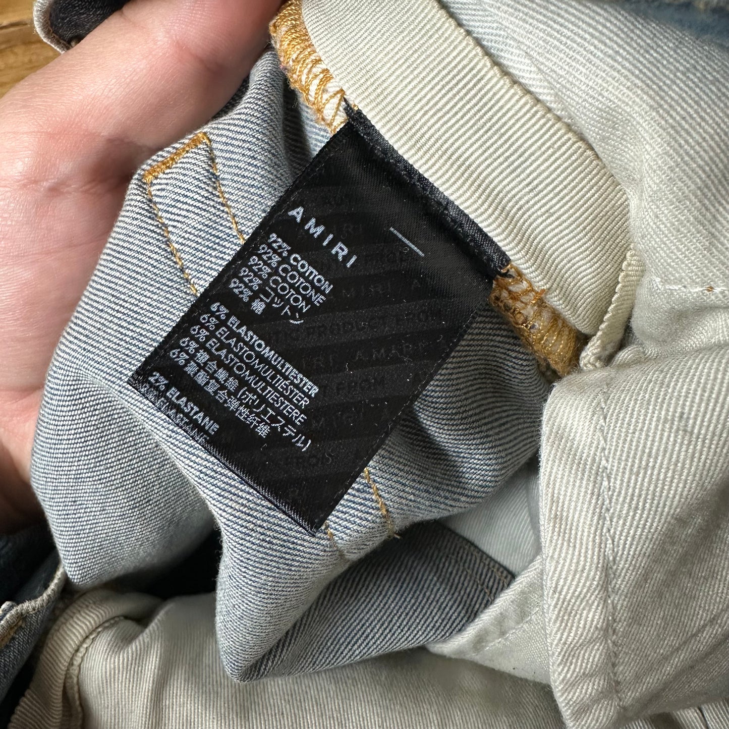 Amiri MX2 Multicolor Flannel Blue Denim Jeans Sz 36