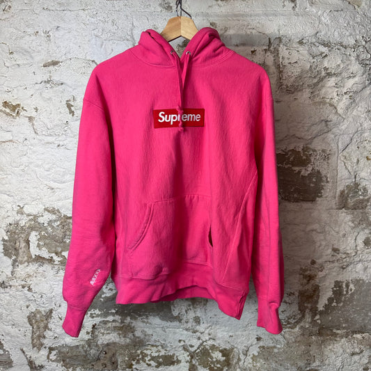 Supreme Red Box Logo Hoodie Pink Sz S
