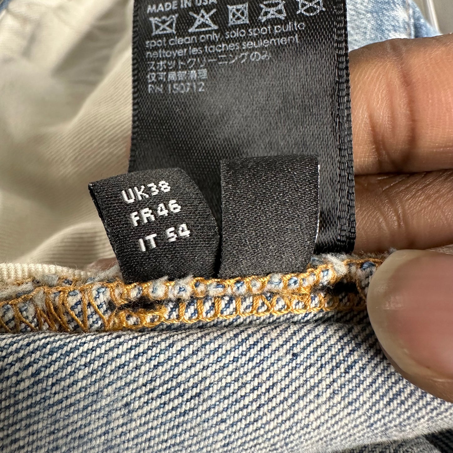 Amiri MX1 Cracked Orange Blue Denim Jeans Sz 38