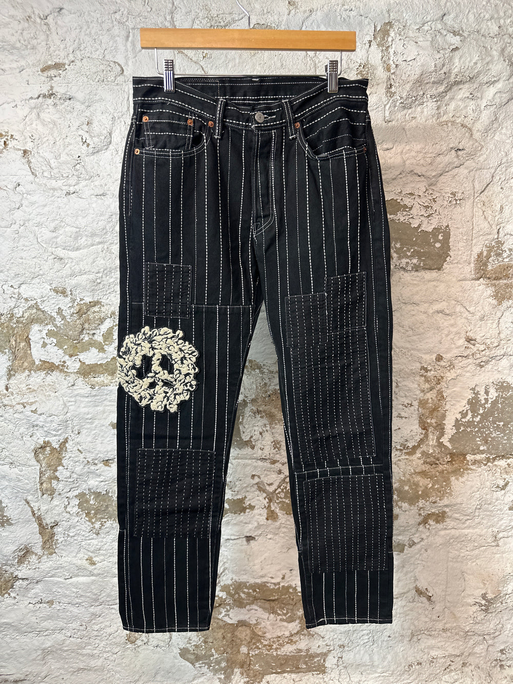 Denim Tears 501 Patch Striped Black Denim Sz 32