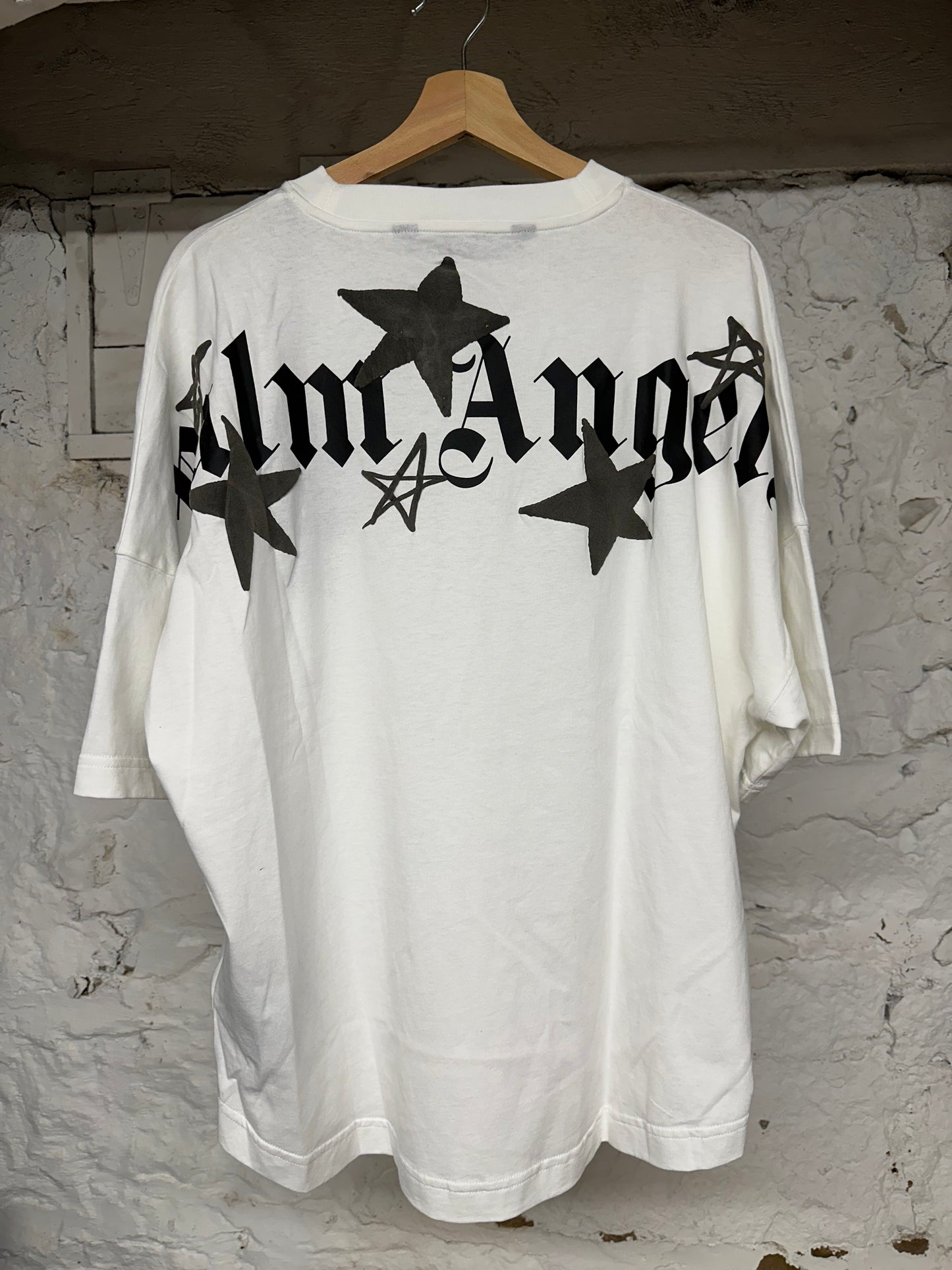 Palm Angels White Black Stars T-Shirt Sz M DS