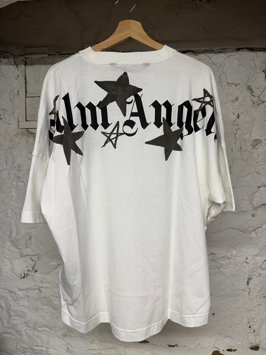 Palm Angels White Black Stars T-Shirt Sz M DS
