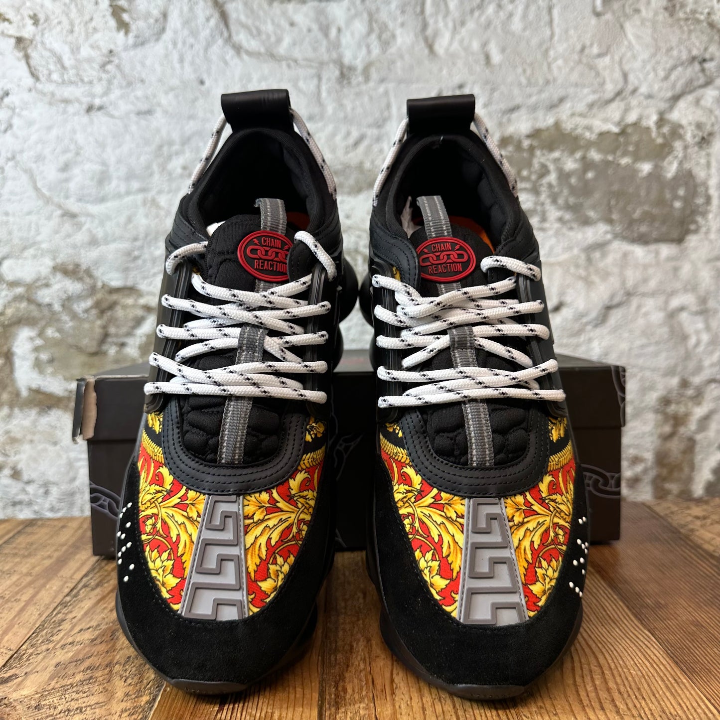 Versace Chain Reaction Barocco Print Black Sneaker Sz 10 (43)