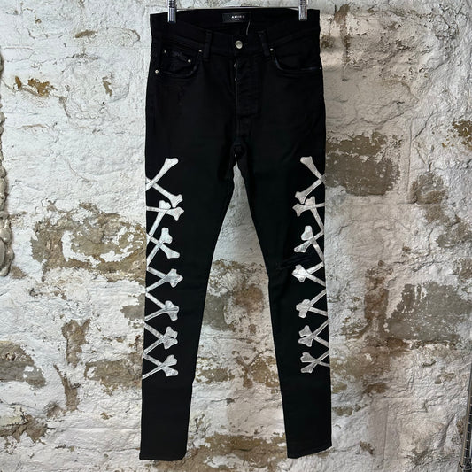 Amiri Silver Bones Black Denim Jeans Sz 30