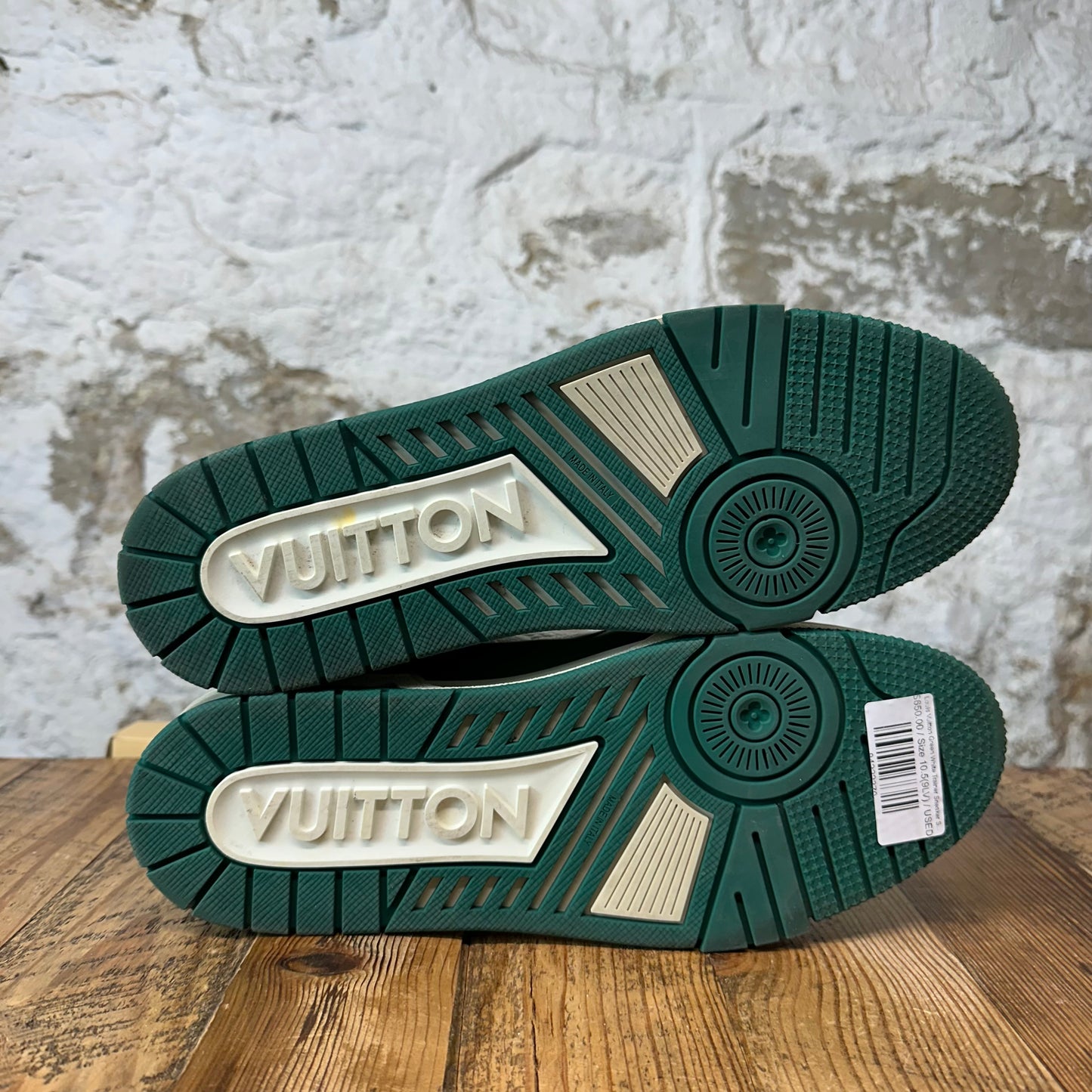 Louis Vuitton Green White Trainer Sneaker Sz 10.5 (9LV)