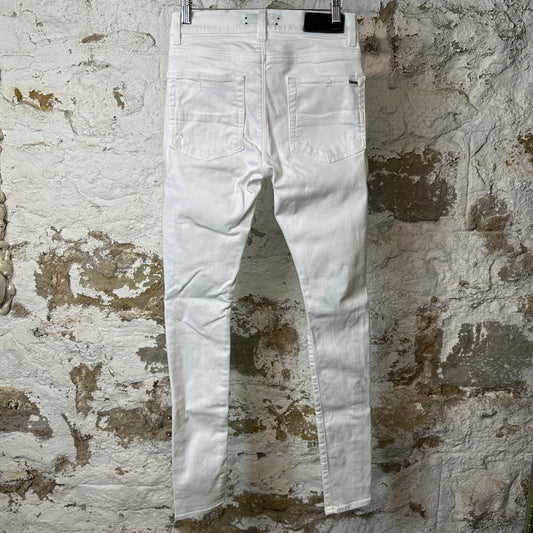 Amiri MX1 White Leather White Denim Jeans Sz 29