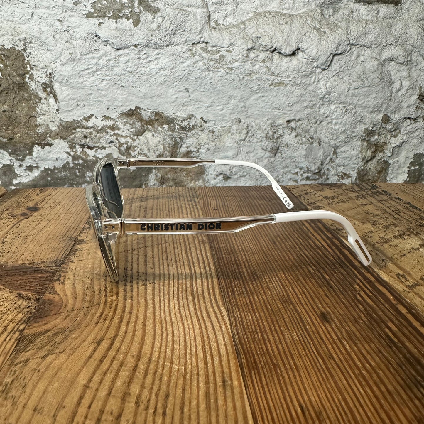 Dior Geometric Monogram Clear White Sunglasses W/ Box