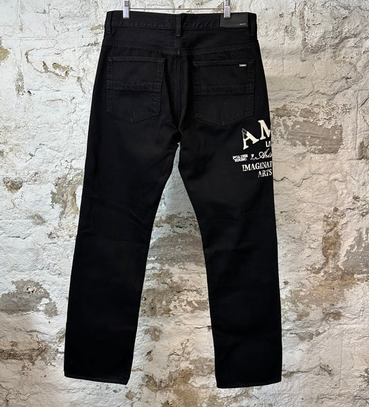 Amiri Arts District Logo Black Denim Jeans Sz 32