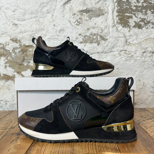 Louis Vuitton Black Brown Monogram Runaway Sneaker Sz 6 (38) No Box