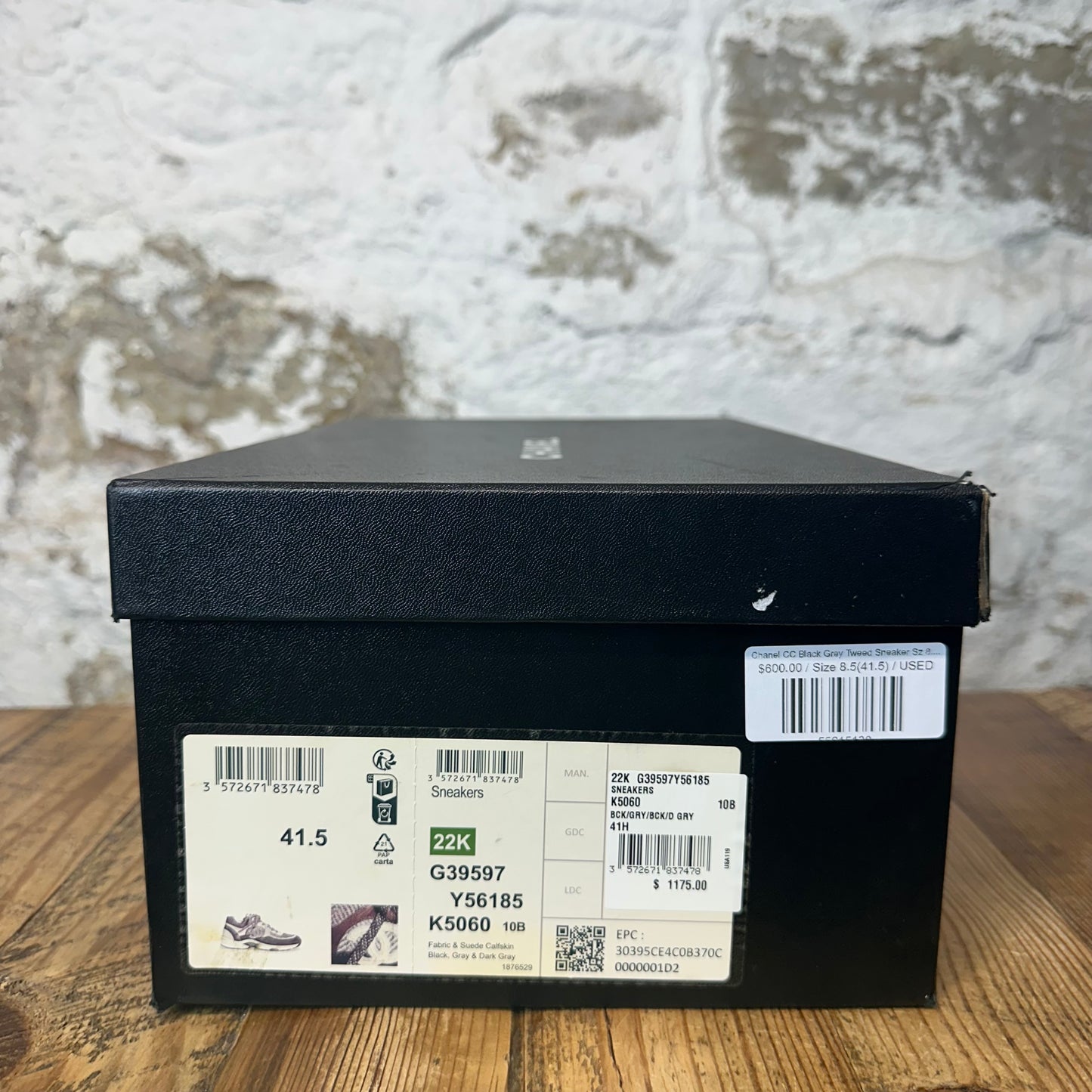 Chanel CC Black Grey Tweed Sneaker Sz 8.5 (41.5)