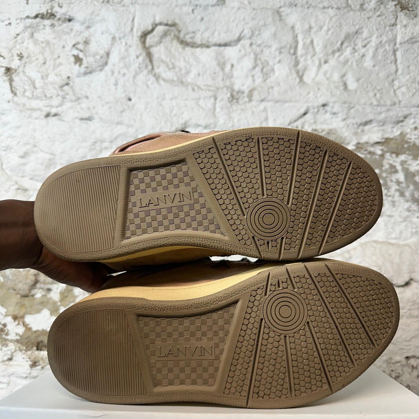 Lanvin Curb Black White Lace Pink Sneaker Sz 11 (44) No Box