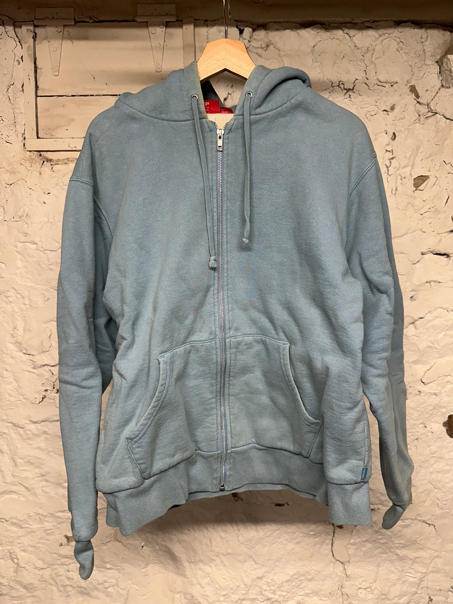 Supreme Light Blue Hood Script Thermal Zip Hoodie Sz L