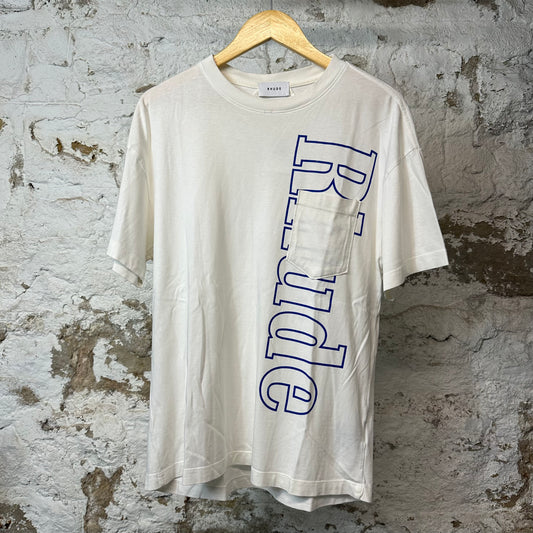 Rhude Blue Big Spell Pocket T-shirt White Sz XS