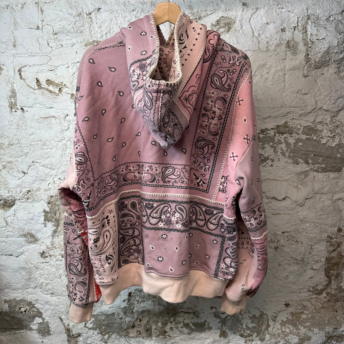 Amiri Pink Bandana Reconstructed Hoodie Sz S