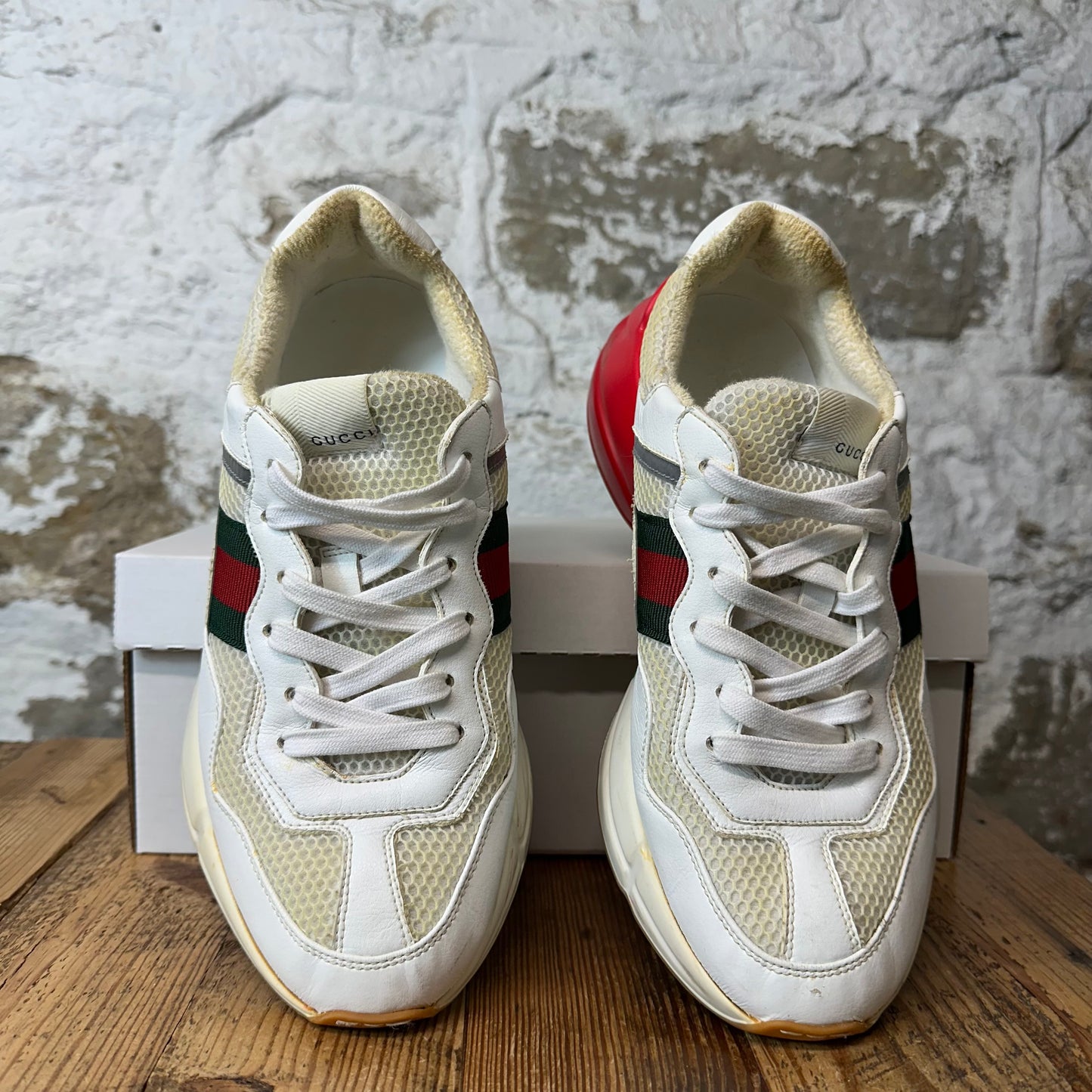 Gucci Rhyton White Red Green Sneaker Sz 8